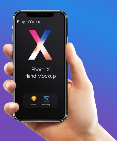 دانلود موکاپ گوشی iPhoneX اپل در دست گرفته شده لایه باز